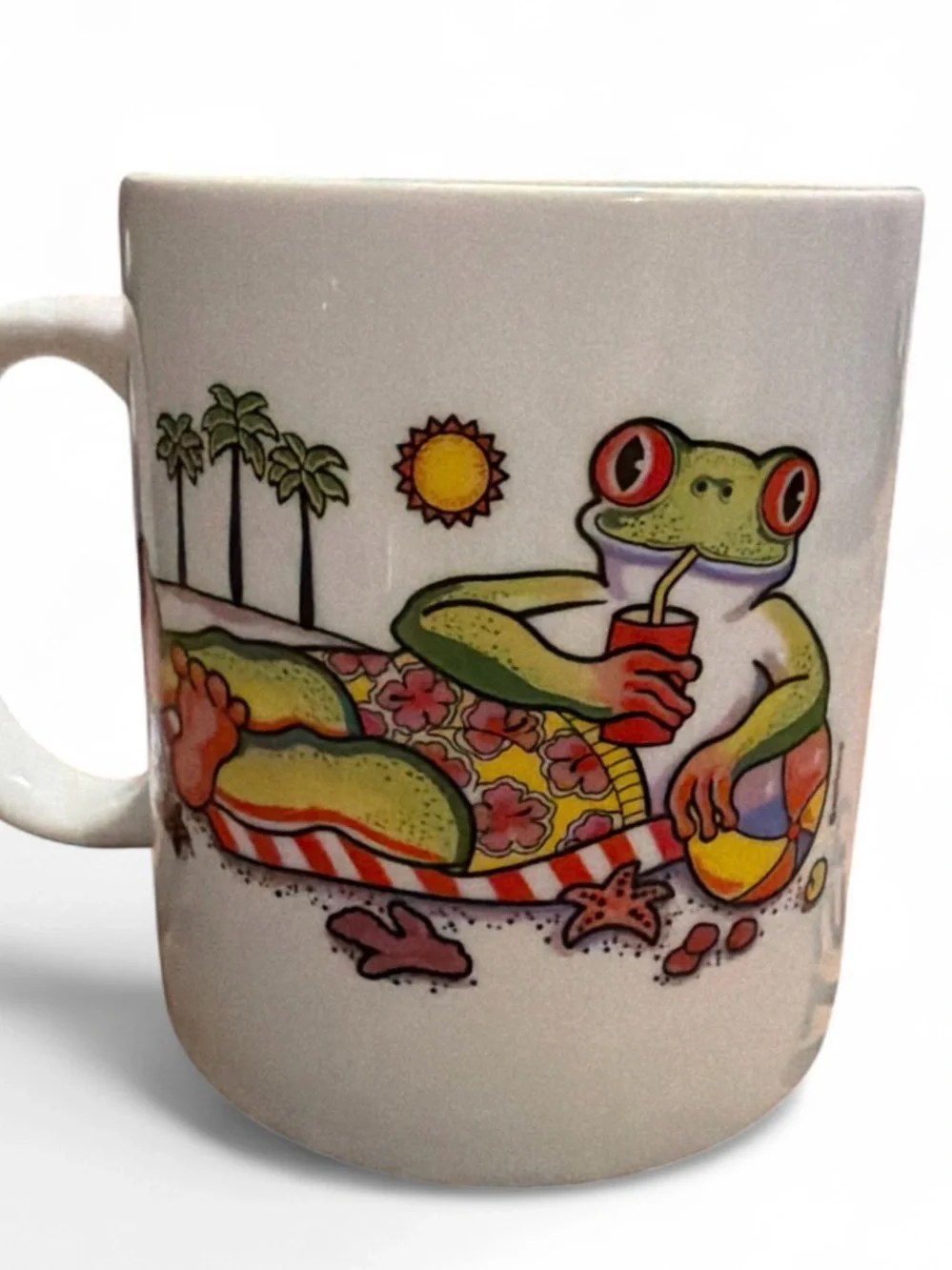 Puerto Rico Coqui Frog Coffee Mug Hanging Out Beach Tropical Souvenir Cup